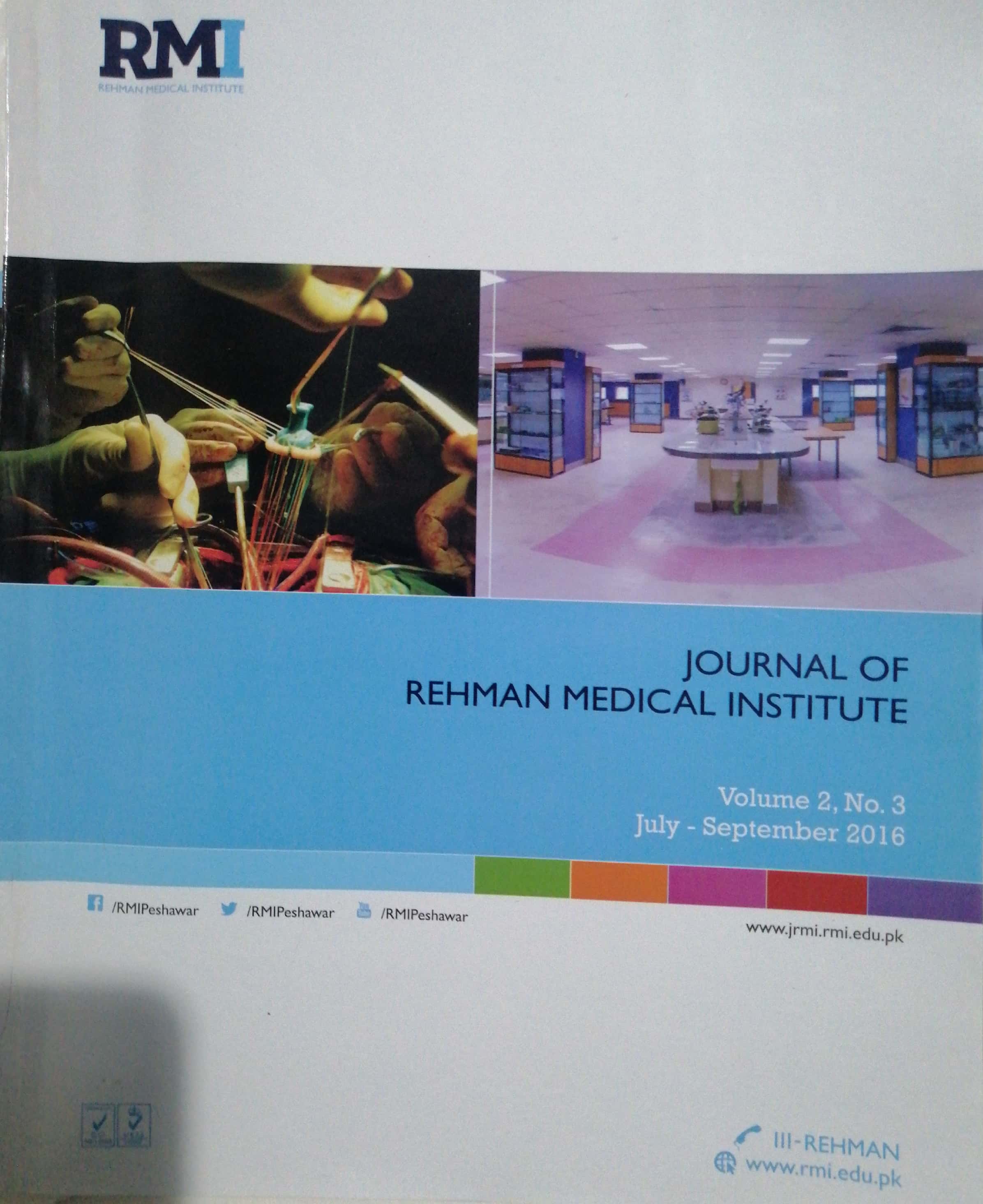					View Vol. 2 No. 3 (2016): Journal of Rehman Medical Institute
				